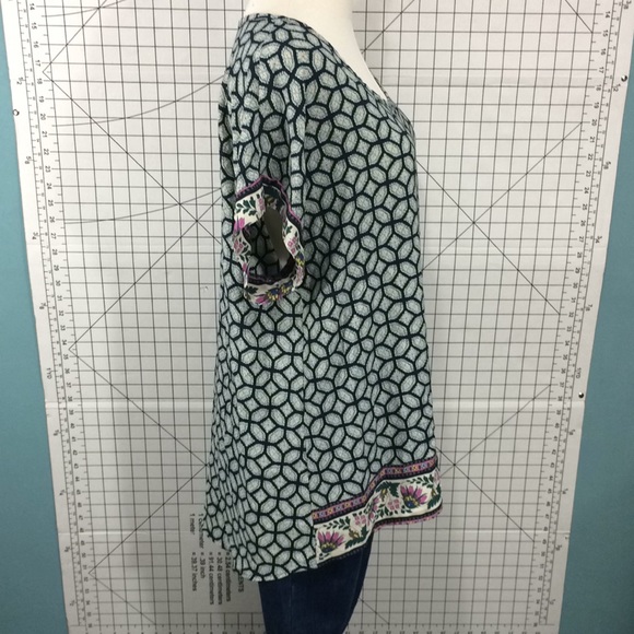 Ing Geometric blouse L floral trim - Picture 5 of 8